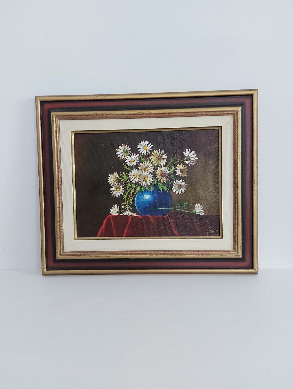 Daisies Oil on Board Painting Victorian Parlour Vibe 1975